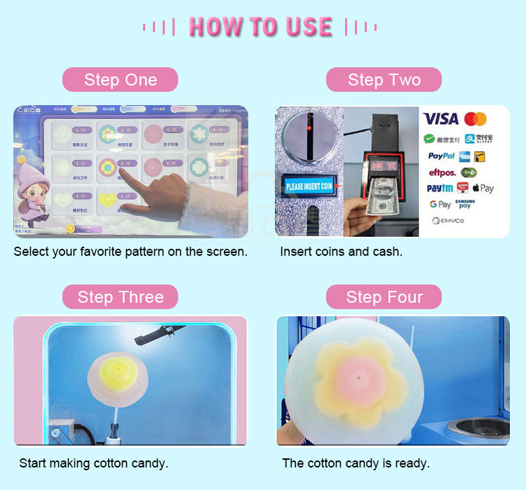 Outdoor Fully Automatic Cotton - Candy Vending Machine ulasan dan harga